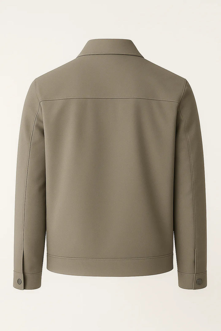 Khakifarbene Freizeitjacke Mit Klassischem Kragen Und Weichem Karierter Innenfutter Für Herren Und Damen Ideale Jacke Für Wechselhaftes Wetter