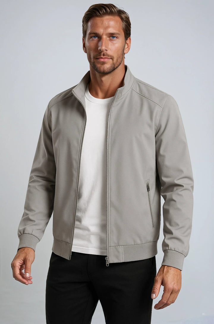 Klassische Graue Bomberjacke Für Herren Leichte Freizeitjacke Mit Reißverschluss Und Taschen Ideal Für Übergangswetter