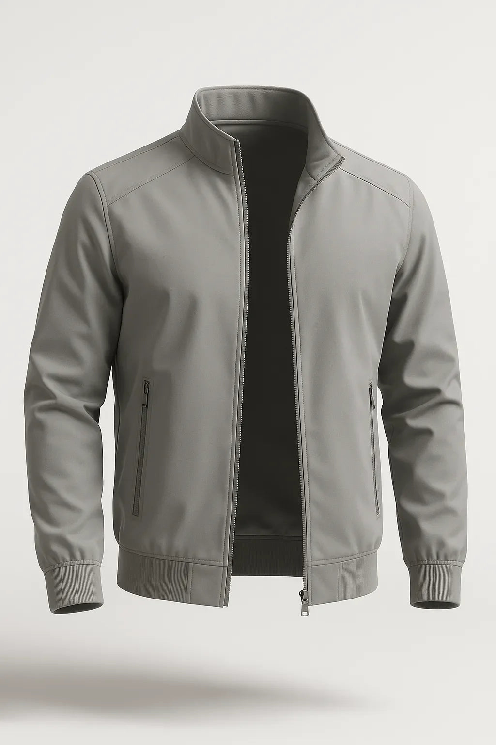 Klassische Graue Bomberjacke Für Herren Leichte Freizeitjacke Mit Reißverschluss Und Taschen Ideal Für Übergangswetter