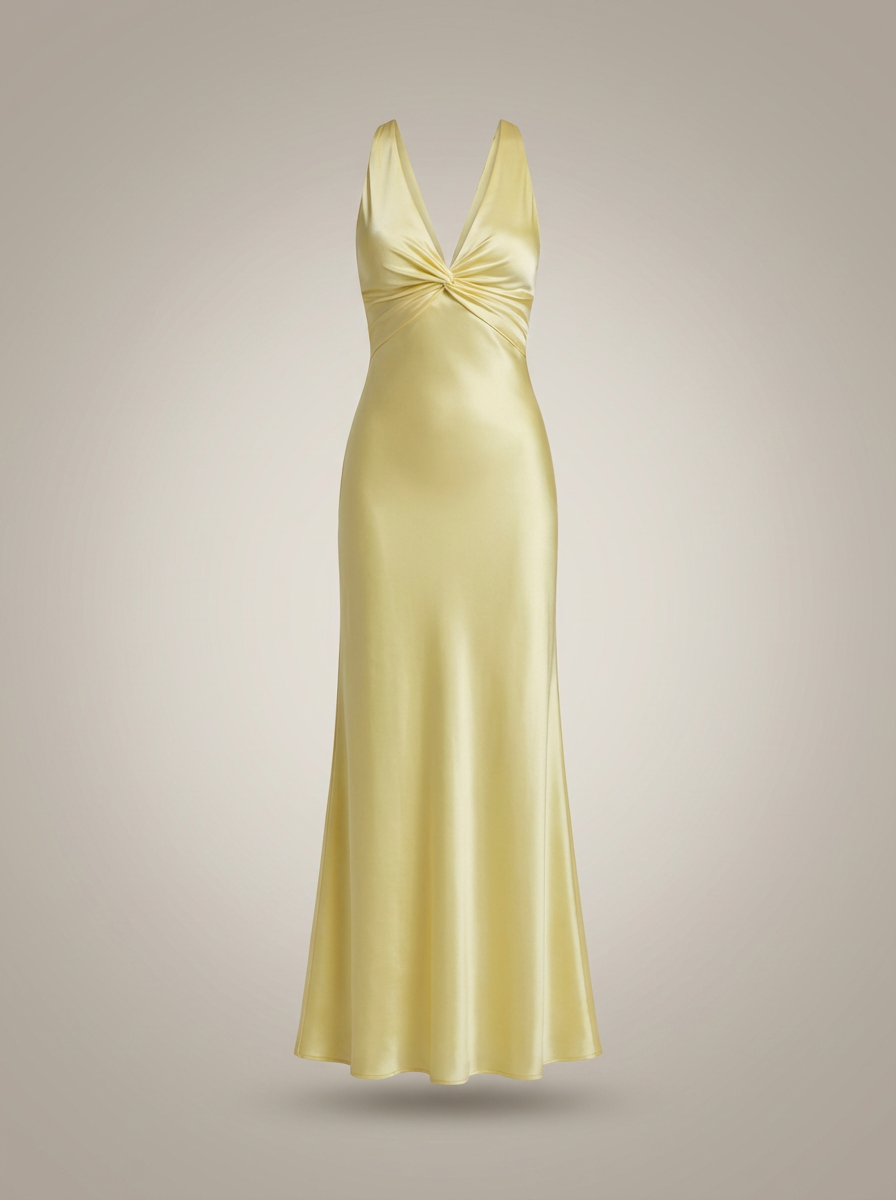 Soleil | Langes Kleid für Damen - Maxi-Abendkleid mit V-Ausschnitt für Hochzeit und Party