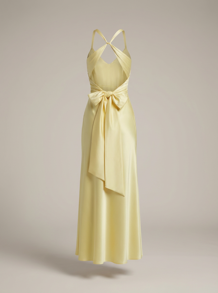 Soleil | Langes Kleid für Damen - Maxi-Abendkleid mit V-Ausschnitt für Hochzeit und Party