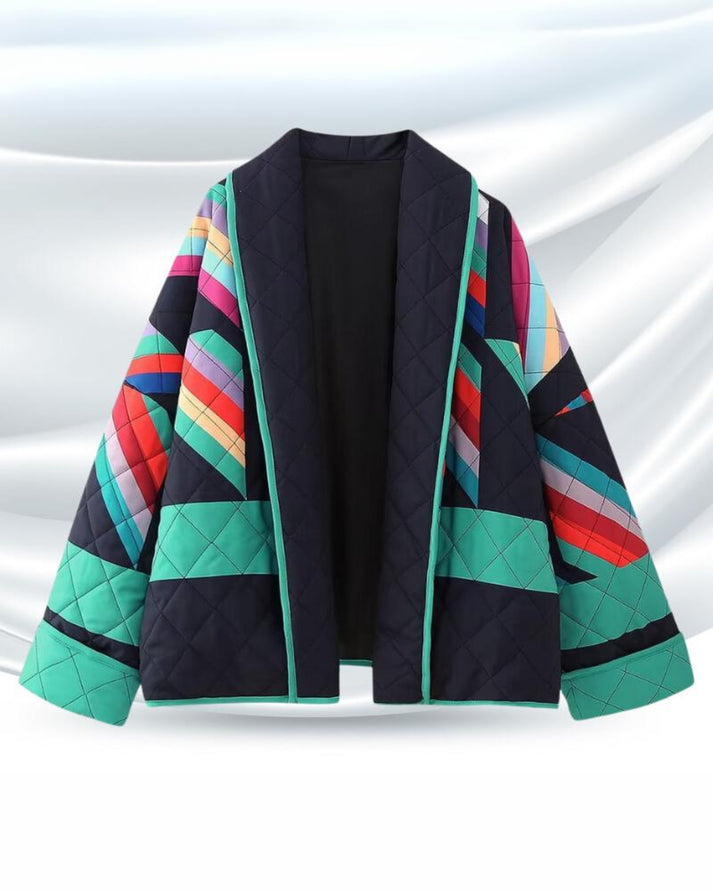 Damen Leichte Übergangsjacke Mit Ausdrucksstarkem Muster Kurz