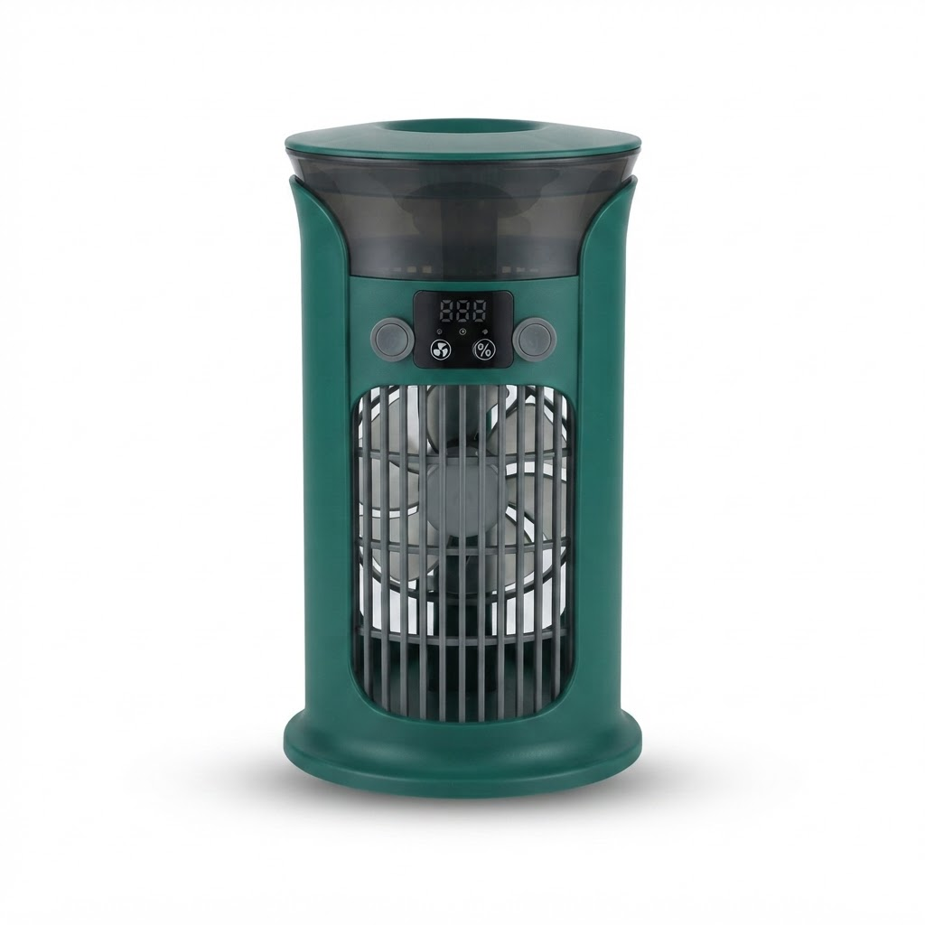 Leiser Mini-Luftkühler-Ventilator – Tragbare USB-Tischklimaanlage, Wassernebel-Luftbefeuchter und Nachtlicht für Zuhause, Büro und Camping