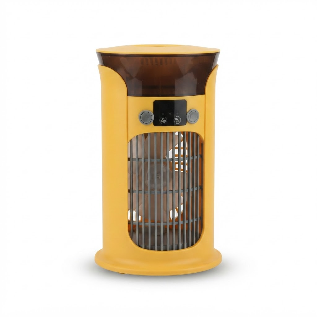 Leiser Mini-Luftkühler-Ventilator – Tragbare USB-Tischklimaanlage, Wassernebel-Luftbefeuchter und Nachtlicht für Zuhause, Büro und Camping