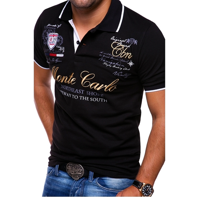 Poloshirt Herren Baumwolle Slim Fit – V-Ausschnitt Kurzarm