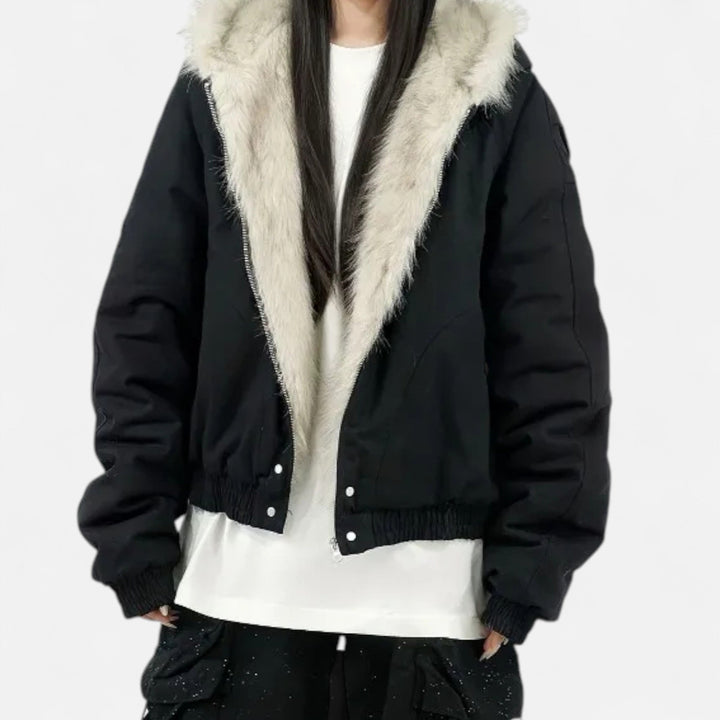 Damen Wintermantel Vintage – Mit Kapuze & Pelzkragen
