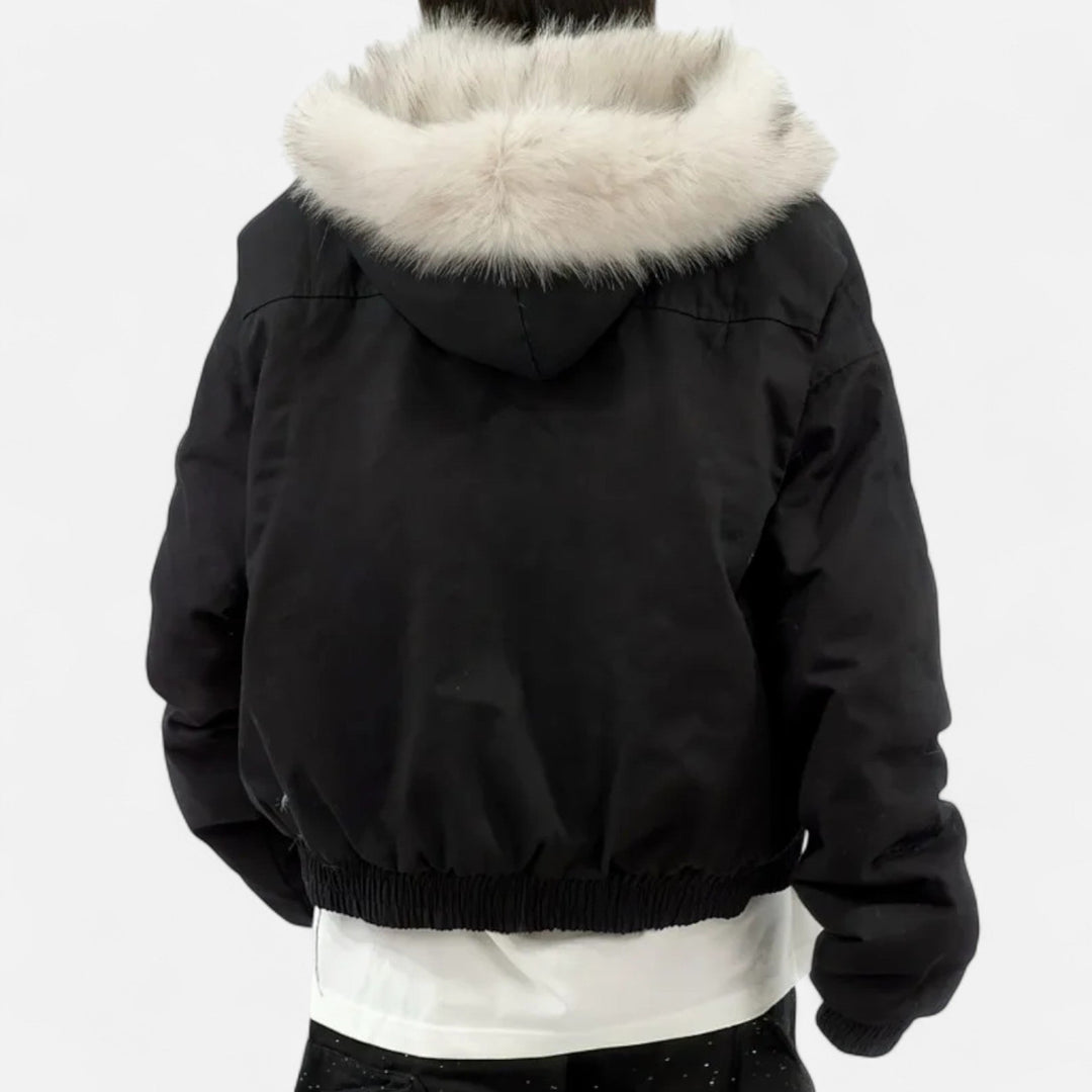 Damen Wintermantel Vintage – Mit Kapuze & Pelzkragen