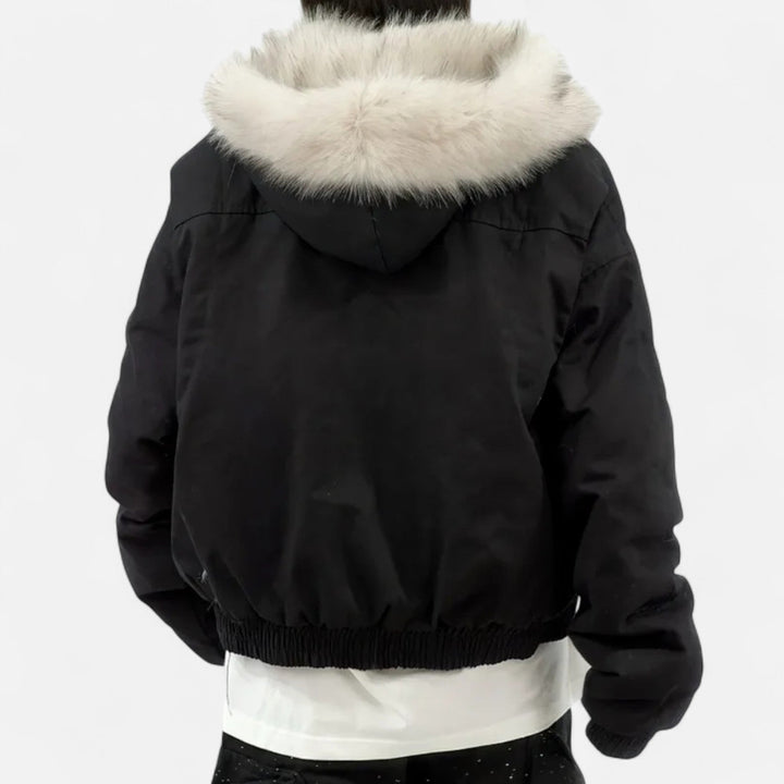 Damen Wintermantel Vintage – Mit Kapuze & Pelzkragen