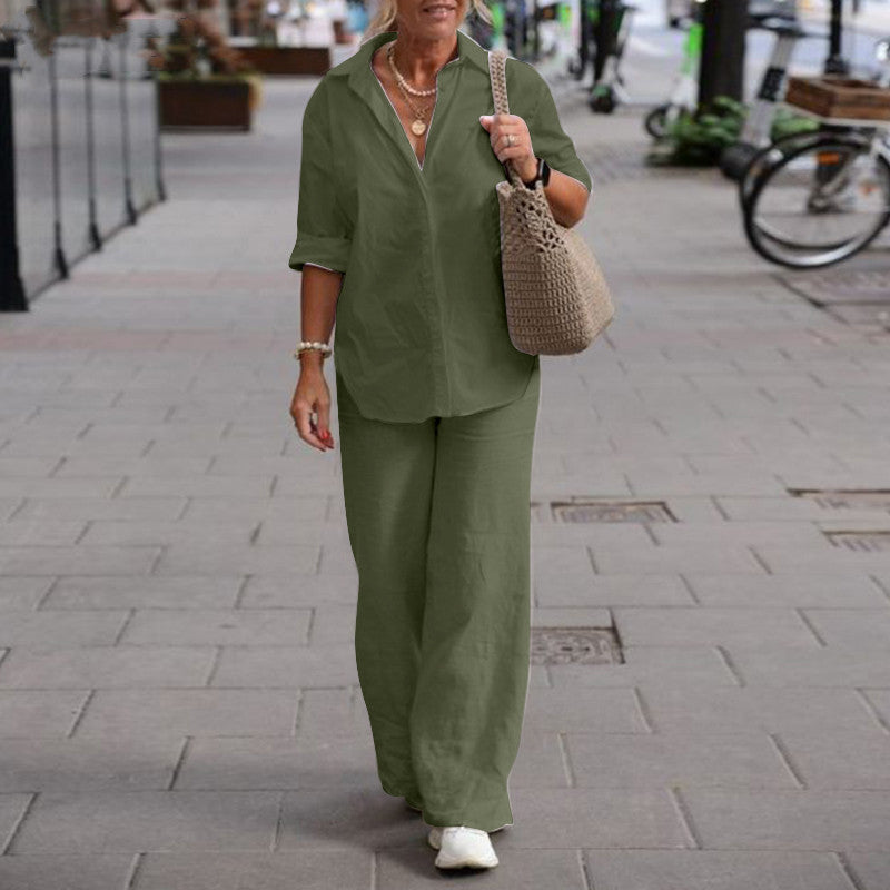 Damen Zweiteiler Set Sommer Das luftige Top High-Waist-Hose