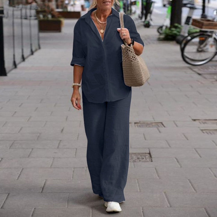Damen Zweiteiler Set Sommer Das luftige Top High-Waist-Hose