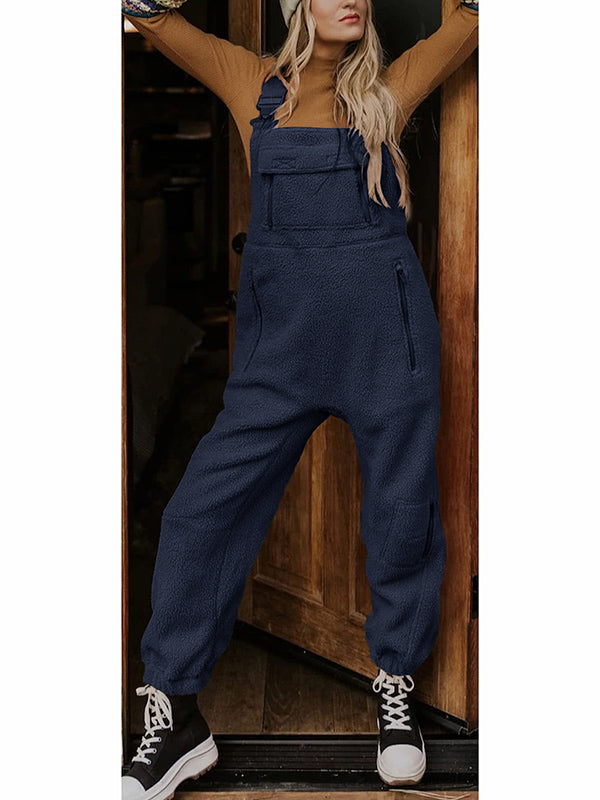 Damen Fleece Thermo Overall mit Reißverschlusstaschen