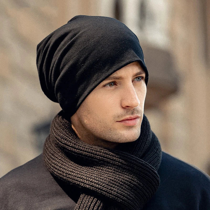 Herren Beanie-Mütze Einfarbige Herbst und Frühling Winddichte Outdoor-Mütze