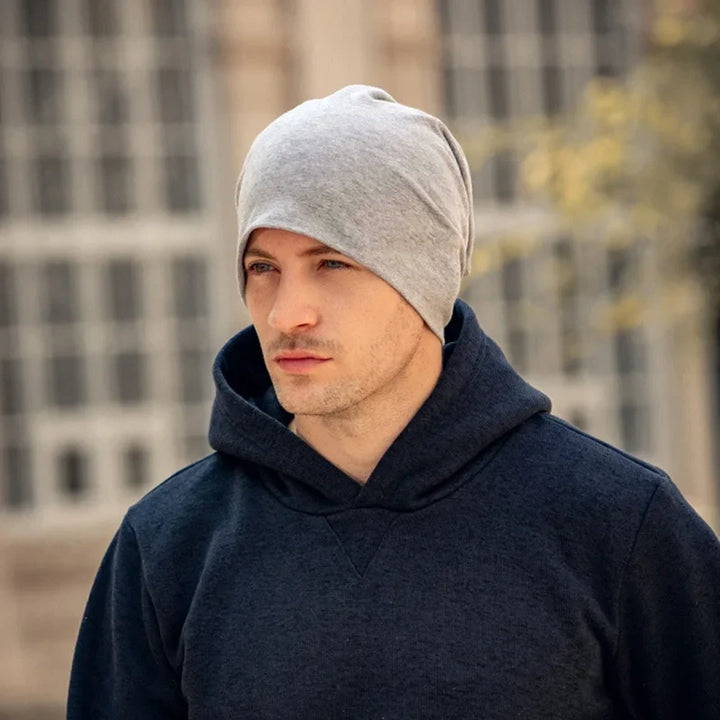 Herren Beanie-Mütze Einfarbige Herbst und Frühling Winddichte Outdoor-Mütze