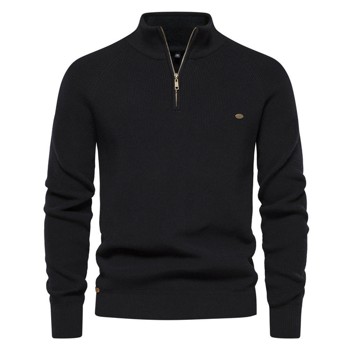 Herrenpullover mit Troyer-Kragen – Weiche Oberfläche & Halber Reißverschluss