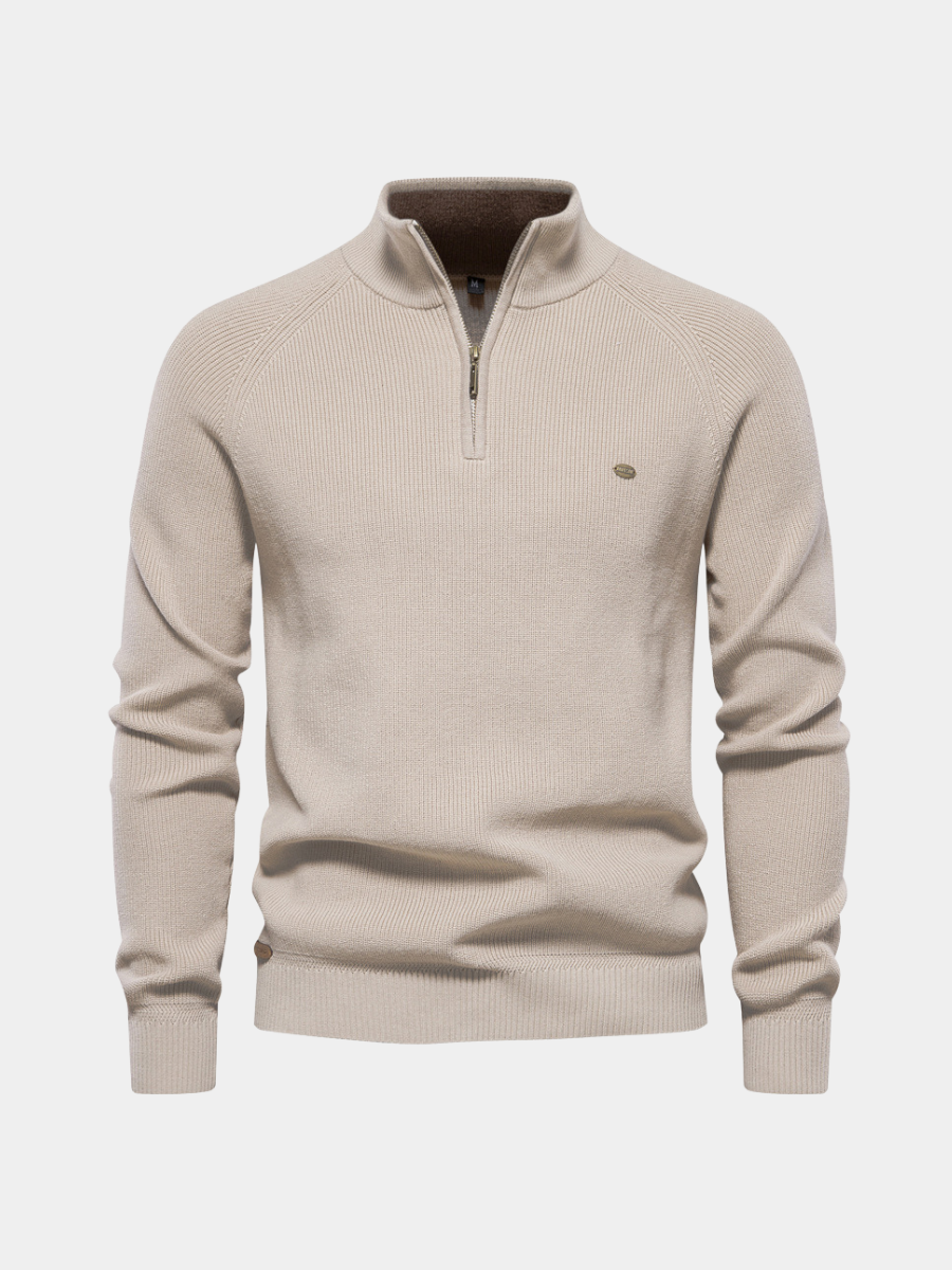 Herrenpullover mit Troyer-Kragen – Weiche Oberfläche & Halber Reißverschluss