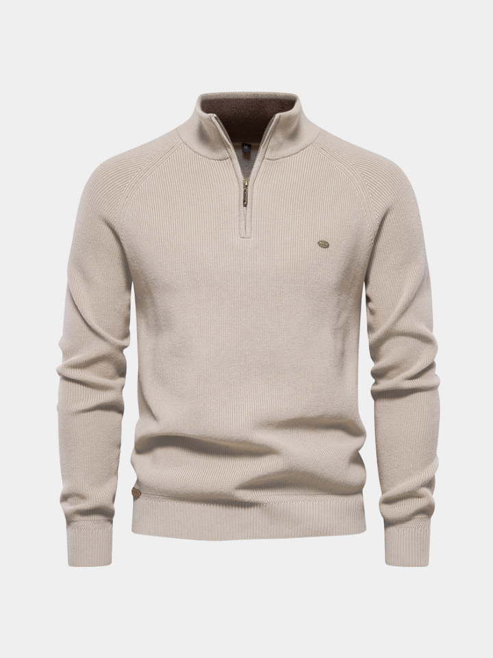 Herrenpullover mit Troyer-Kragen – Weiche Oberfläche & Halber Reißverschluss