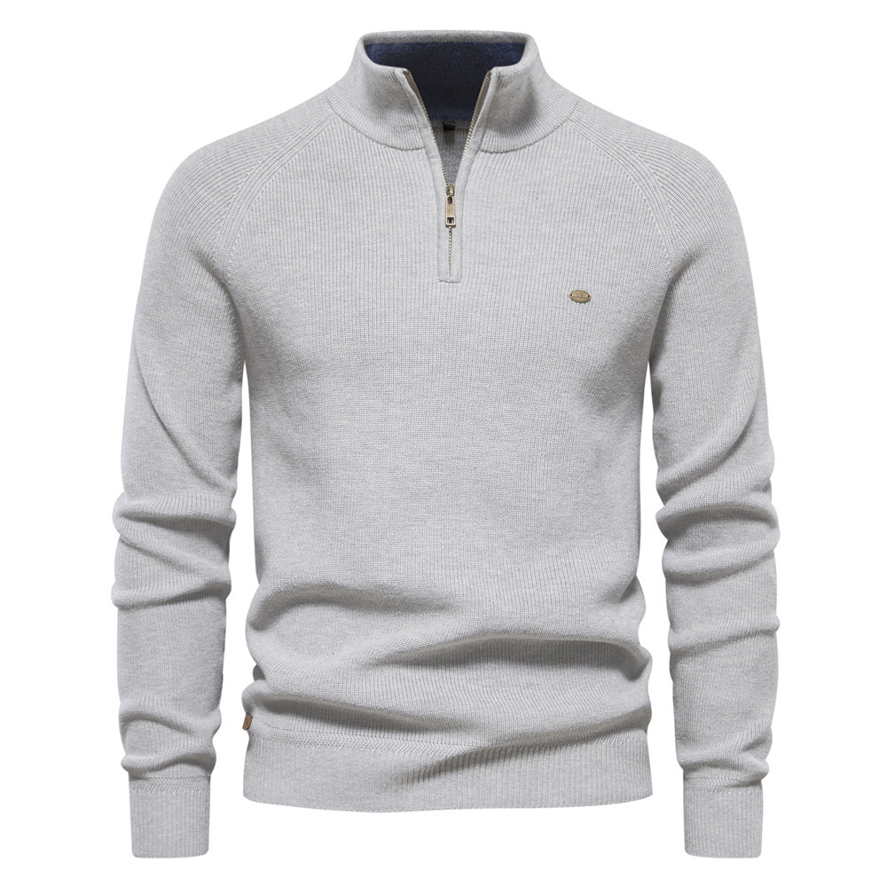 Herrenpullover mit Troyer-Kragen – Weiche Oberfläche & Halber Reißverschluss