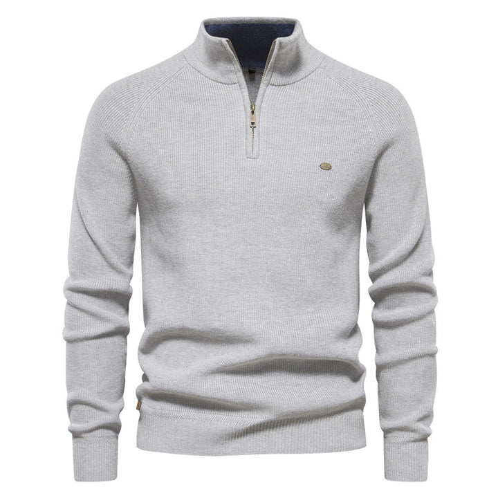 Herrenpullover mit Troyer-Kragen – Weiche Oberfläche & Halber Reißverschluss