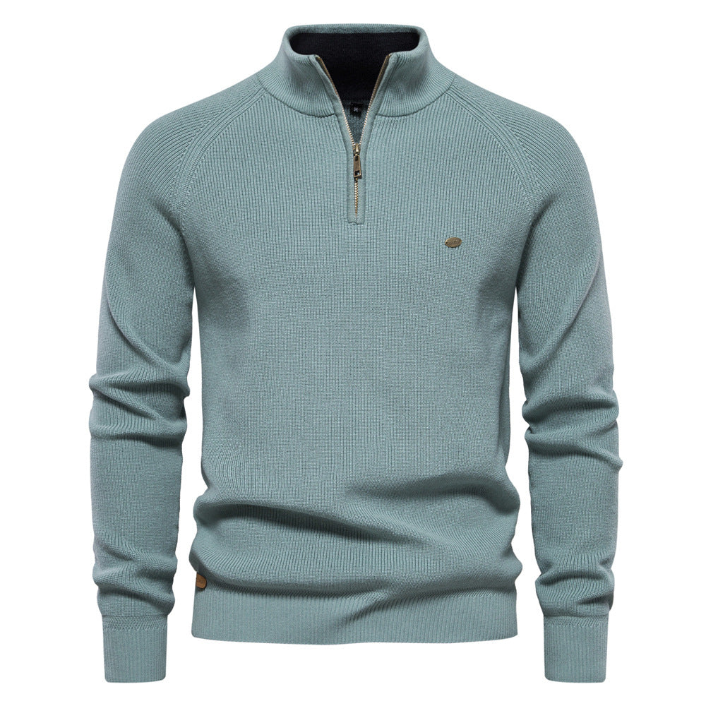 Herrenpullover mit Troyer-Kragen – Weiche Oberfläche & Halber Reißverschluss