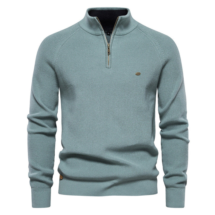 Herrenpullover mit Troyer-Kragen – Weiche Oberfläche & Halber Reißverschluss