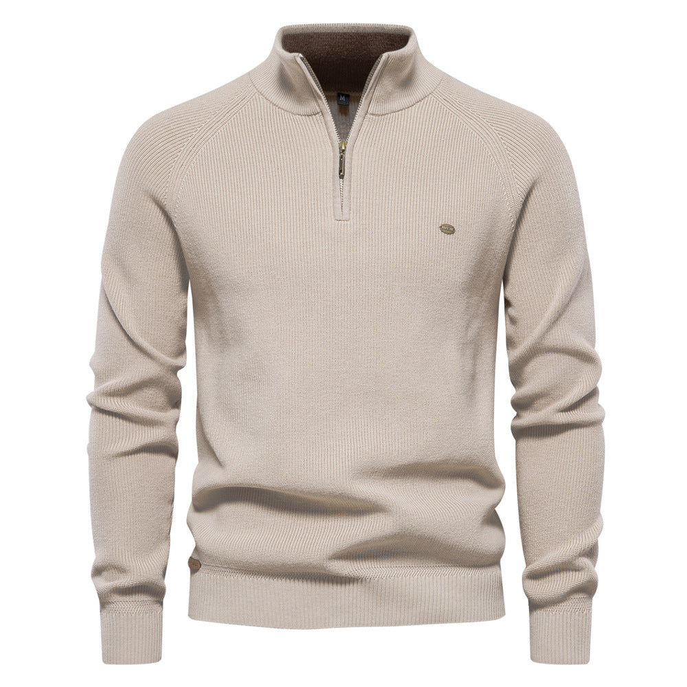 Herrenpullover mit Troyer-Kragen – Weiche Oberfläche & Halber Reißverschluss