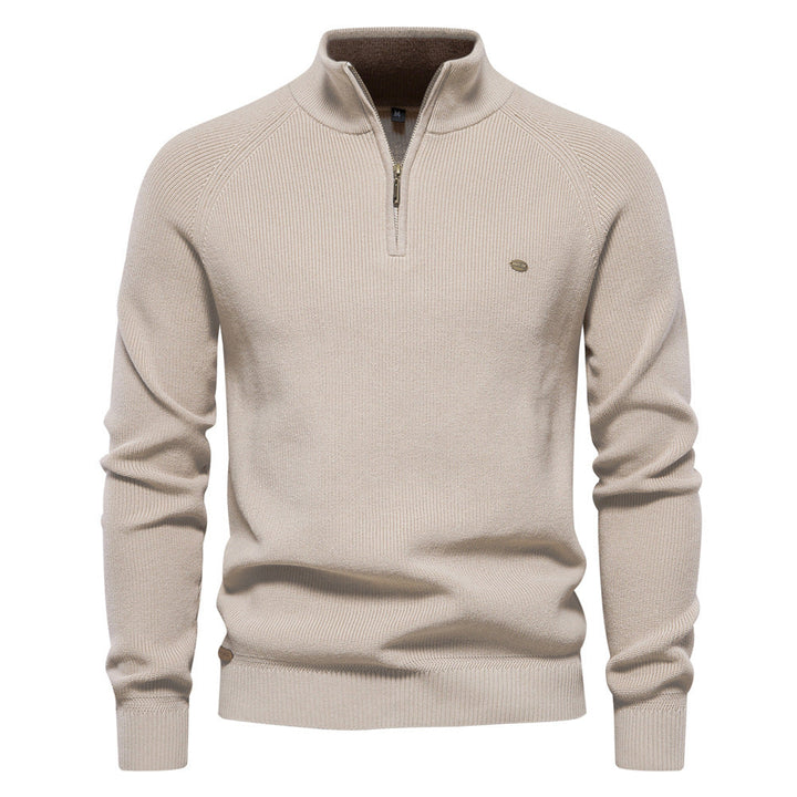 Herrenpullover mit Troyer-Kragen – Weiche Oberfläche & Halber Reißverschluss