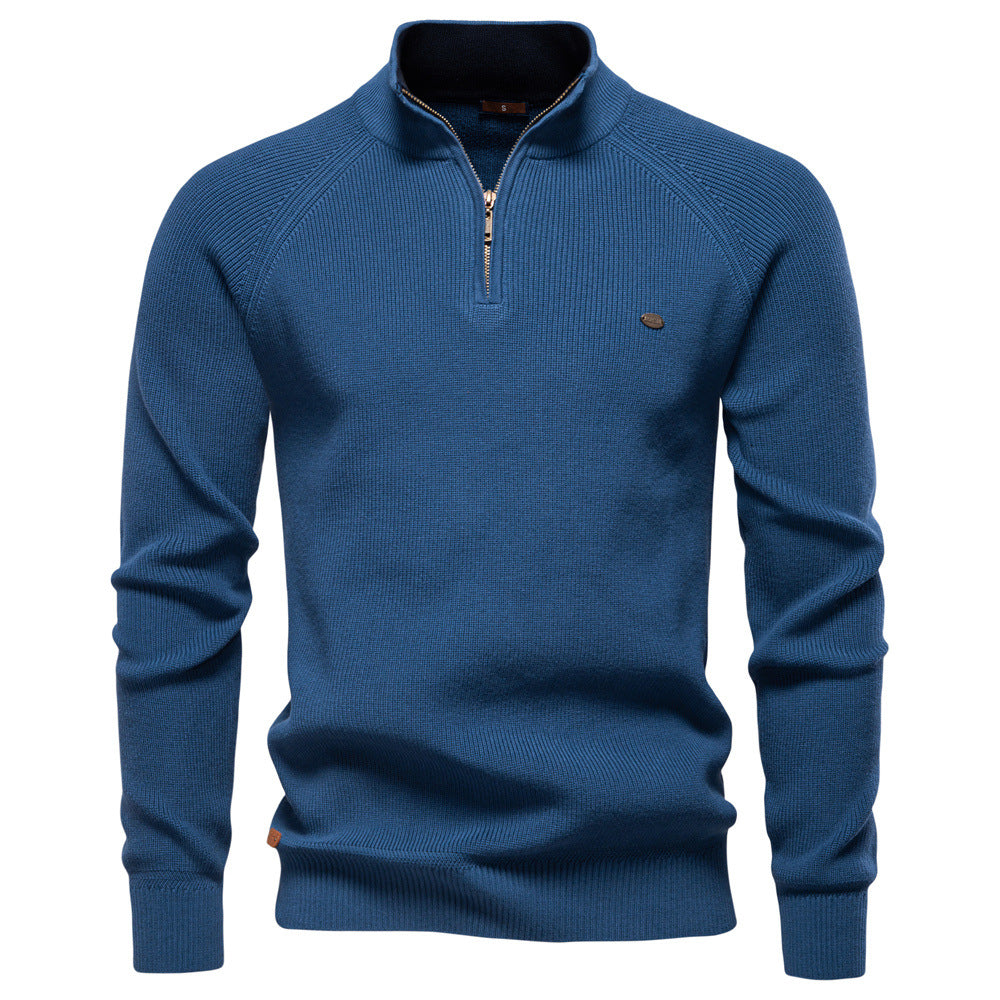 Herrenpullover mit Troyer-Kragen – Weiche Oberfläche & Halber Reißverschluss