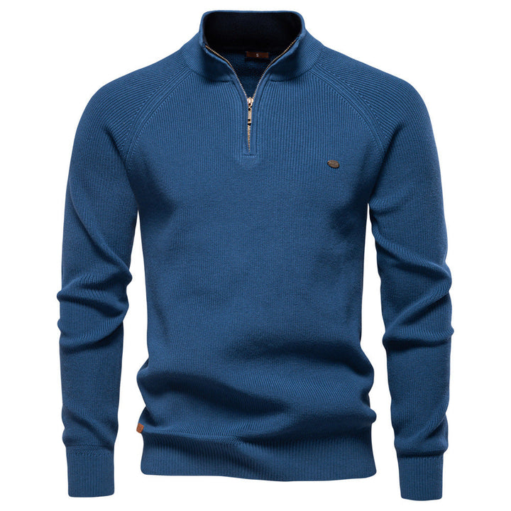 Herrenpullover mit Troyer-Kragen – Weiche Oberfläche & Halber Reißverschluss