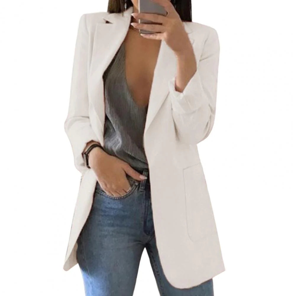 Amore | Langer Damen-Blazer – Formell figurbetonter Schnitt, strukturierte architektonische Webung & skandinavische Business-Eleganz