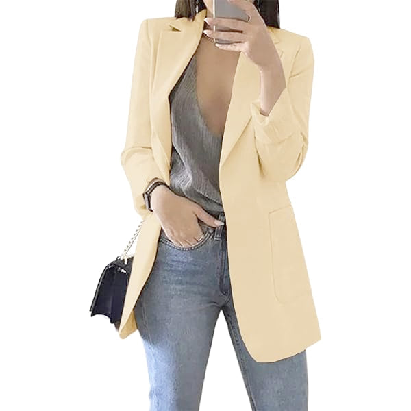 Amore | Langer Damen-Blazer – Formell figurbetonter Schnitt, strukturierte architektonische Webung & skandinavische Business-Eleganz