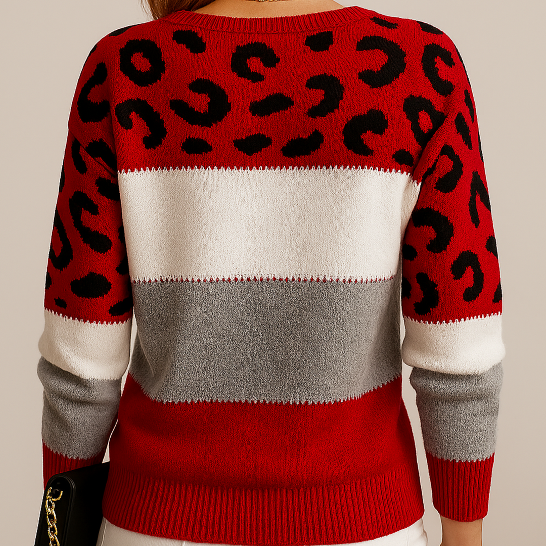 Lässiger Pullover mit Leopardenmuster Auffälliger Leopardenprint