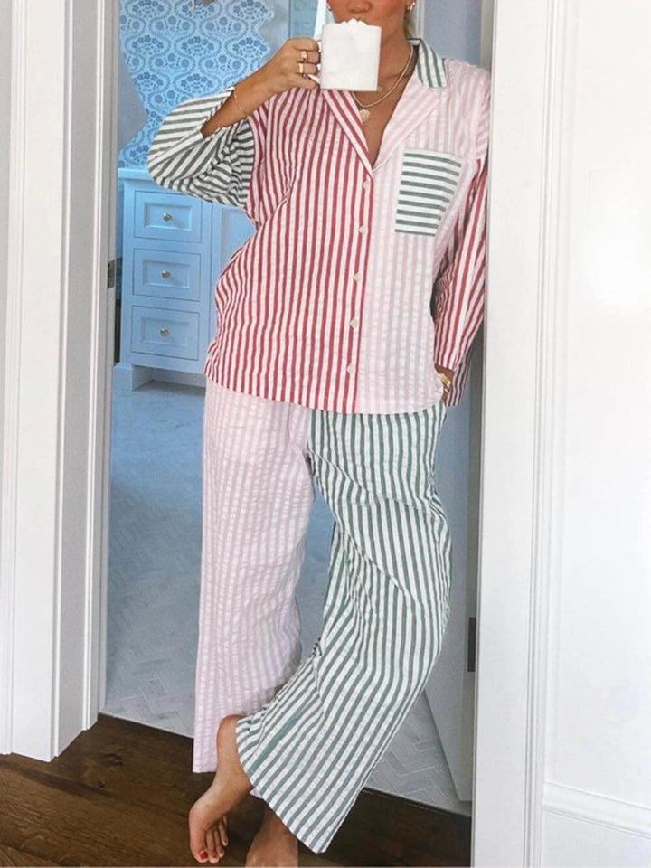 amen Pyjama-Set Patchwork-Streifen – Hemd & Hose Gestreift