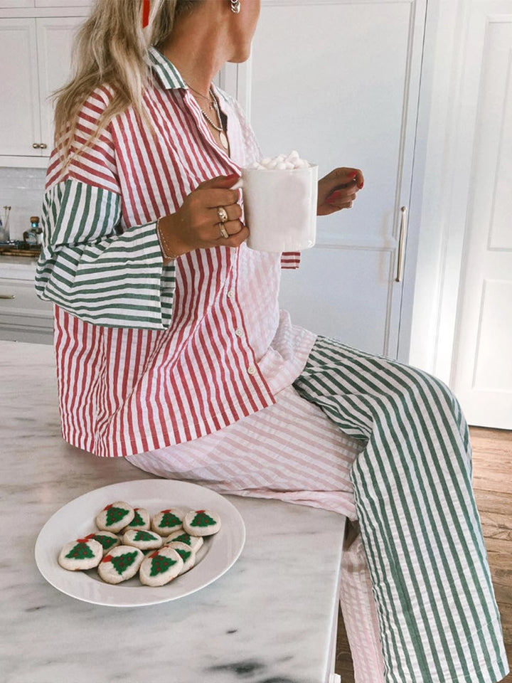 amen Pyjama-Set Patchwork-Streifen – Hemd & Hose Gestreift