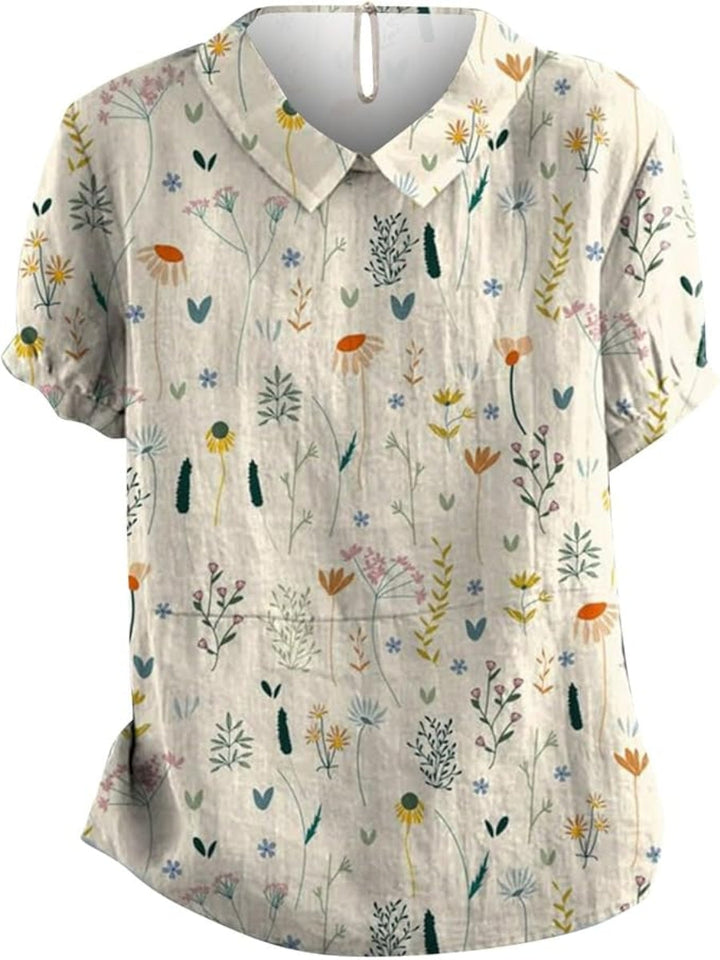 Adōre | Damen Bluse – Zartes Blumenmuster, Sanfte Pastelltöne & Luftiger Stoff
