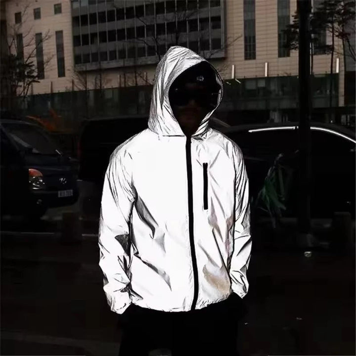Herren Reflektierende Herren Jacke Mit Kapuze Nachtlauf