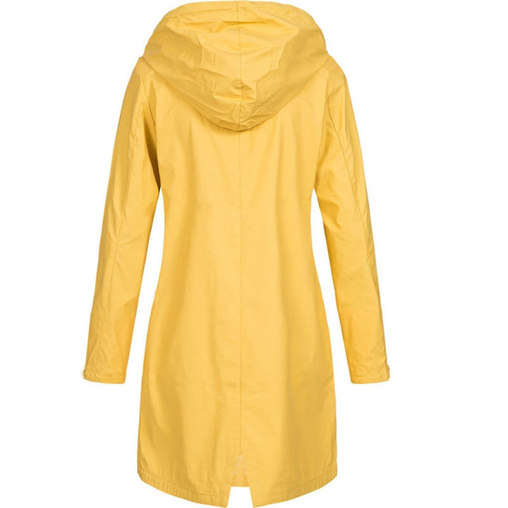Damen Regenjacke Mit Kapuze Und Taschen Lang Praktische Details