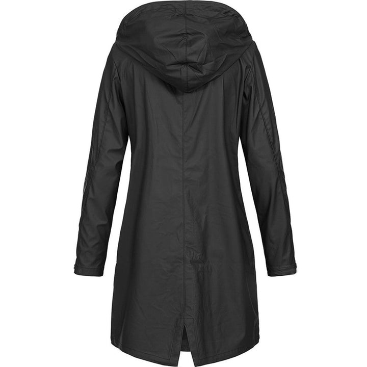 Damen Regenjacke Mit Kapuze Und Taschen Lang Praktische Details