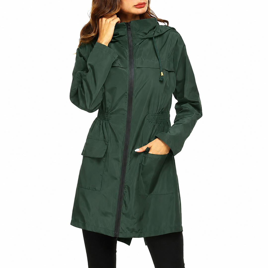 Damen Regenjacke Lang mit Kapuze – Wetterfest & Funktional