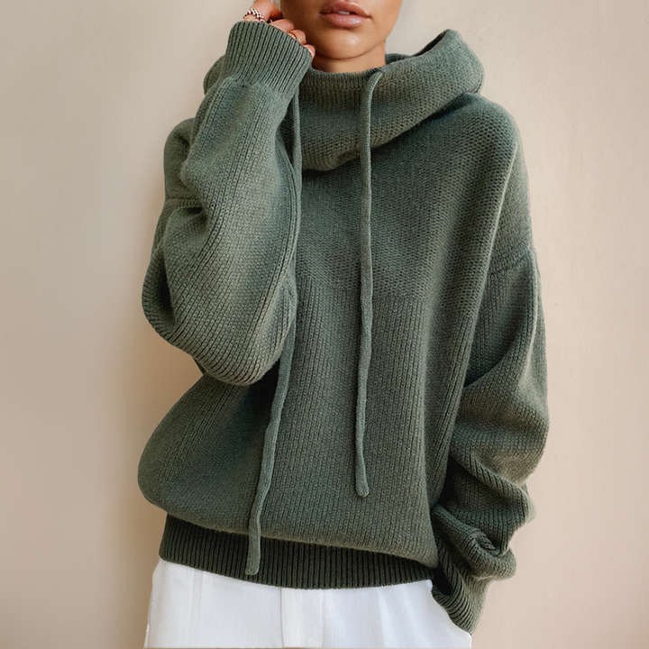 Damen Rollkragen-Hoodie Mit Hohem Ausschnitt Entspannte Form