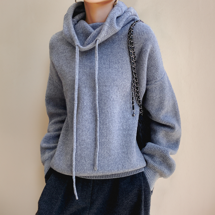 Damen Rollkragen-Hoodie Mit Hohem Ausschnitt Entspannte Form