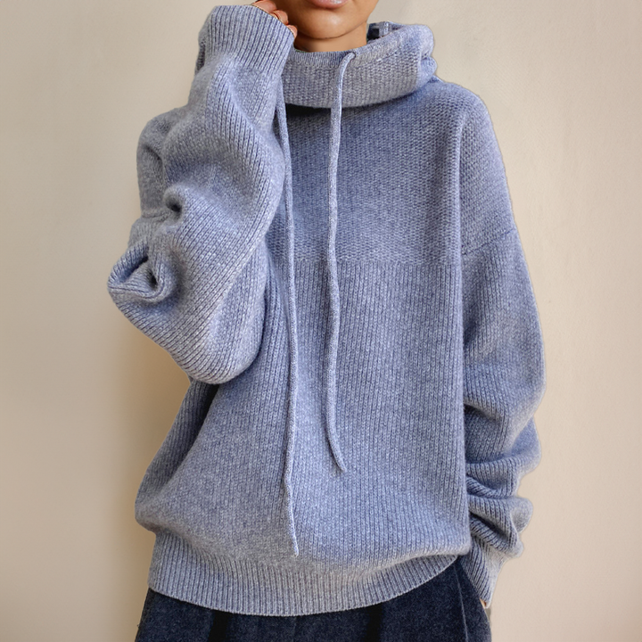 Damen Rollkragen-Hoodie Mit Hohem Ausschnitt Entspannte Form