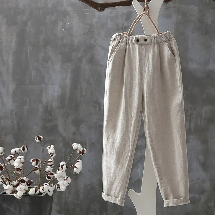 Klassische Leinenhose Mit Elastischem Bund Bequem Vielseitig