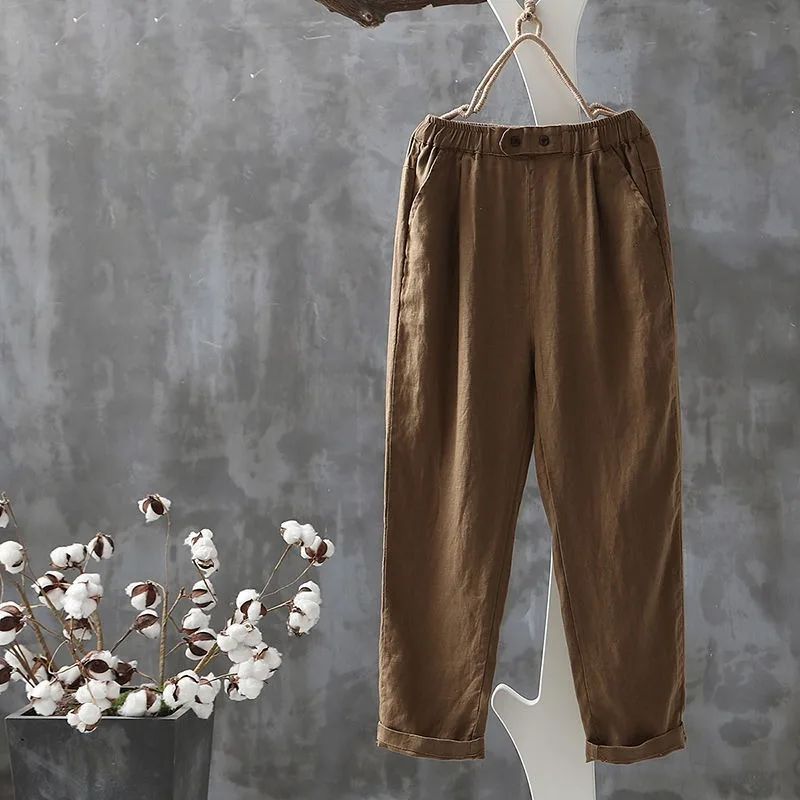 Klassische Leinenhose Mit Elastischem Bund Bequem Vielseitig