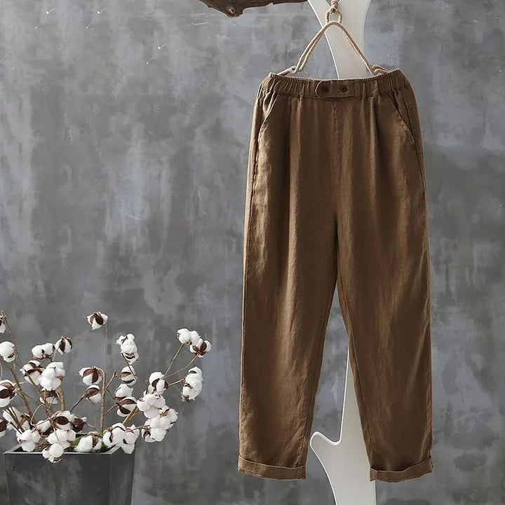 Klassische Leinenhose Mit Elastischem Bund Bequem Vielseitig