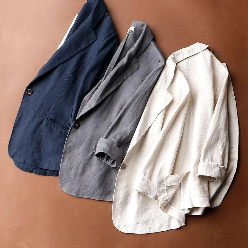 Leinen Blazer Weiche Leichte Sommerjacke