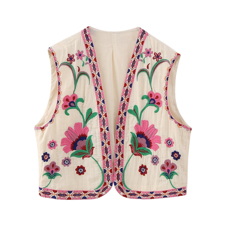 Damen Vintage Weste – Blumenbestickte Weste mit Eleganz und Stil