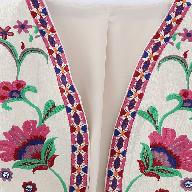 Damen Vintage Weste – Blumenbestickte Weste mit Eleganz und Stil