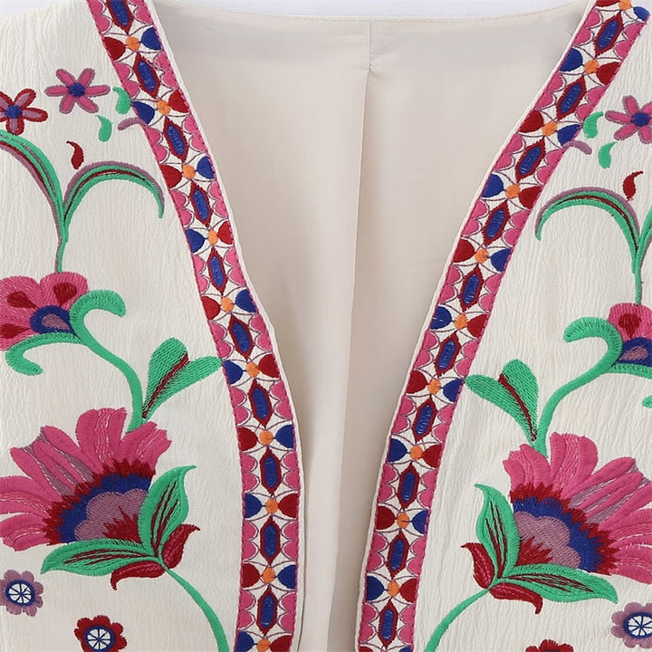 Damen Vintage Weste – Blumenbestickte Weste mit Eleganz und Stil