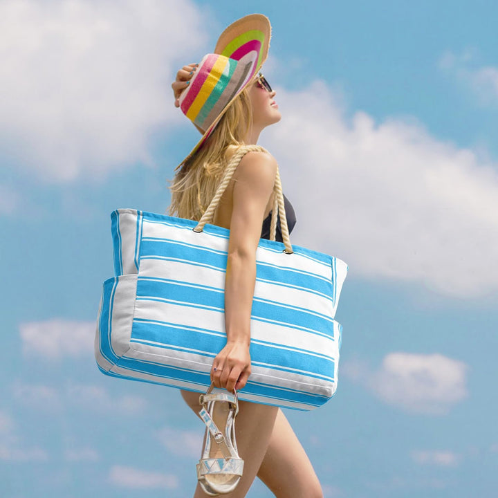 Wasserdichte Extragroße Strandtasche Mit Taschen Für Wochenendtrips