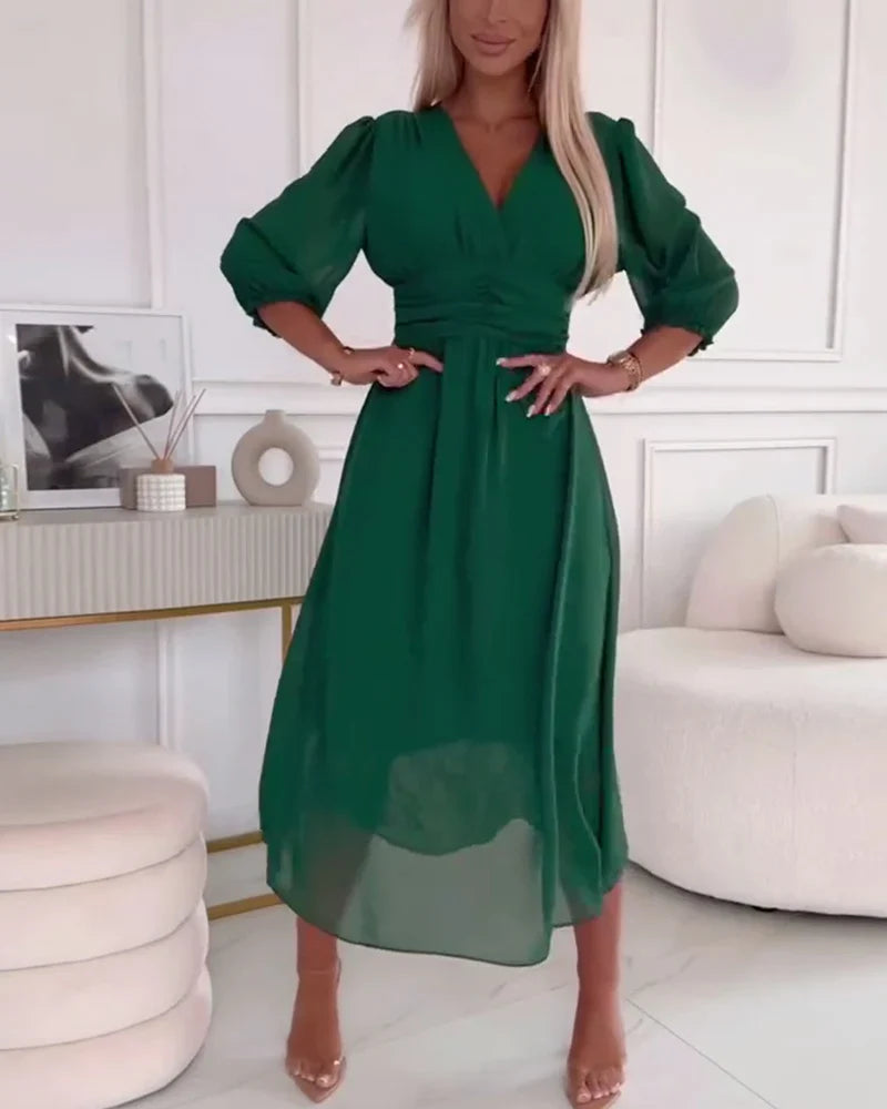 Damen Sommerkleid – Elegante Puffärmel & Schicker Stil